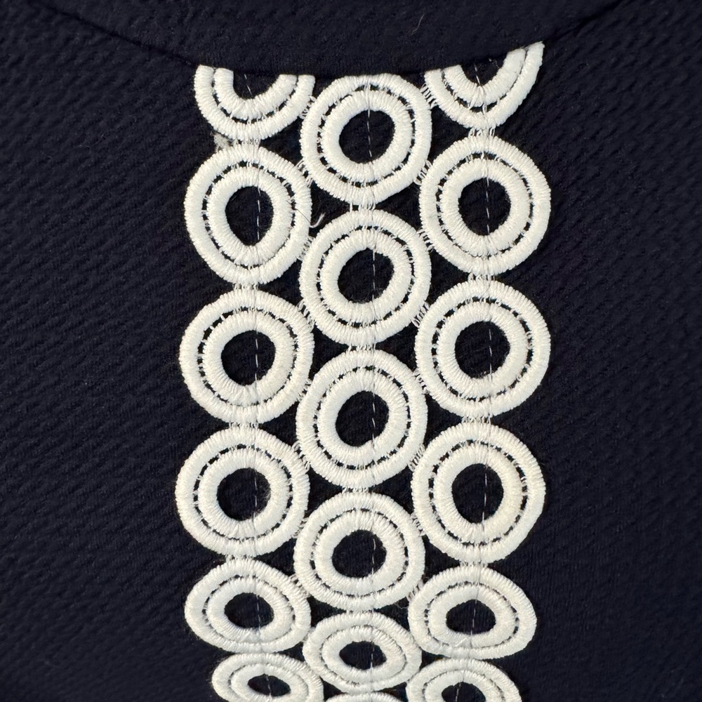 Sz6 Eliza J navy blue sleeveless halter dress. White nautical appliqué. NWT! - Picture 2 of 10